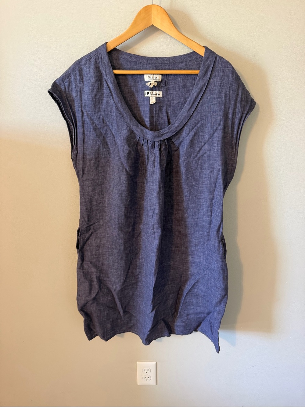 Malvin I Love Linen Blue Linen Tunic Dress XL US 12 Germany